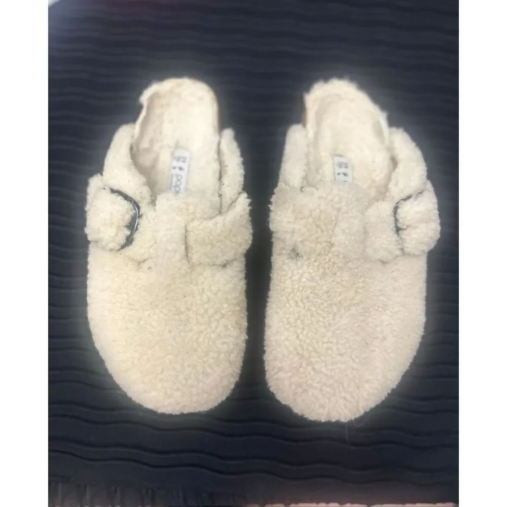 BIRKENSTOCK PAPILLIO BOSTON TEDDY SHEARLING BIG BUCKLE CLOGS EU 39, US 8.5